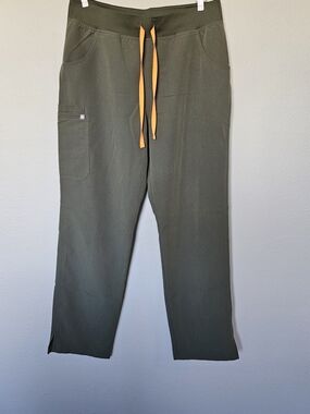 Figs Olive Green Kade Scrub Pants with Orange Drawstring XL/T